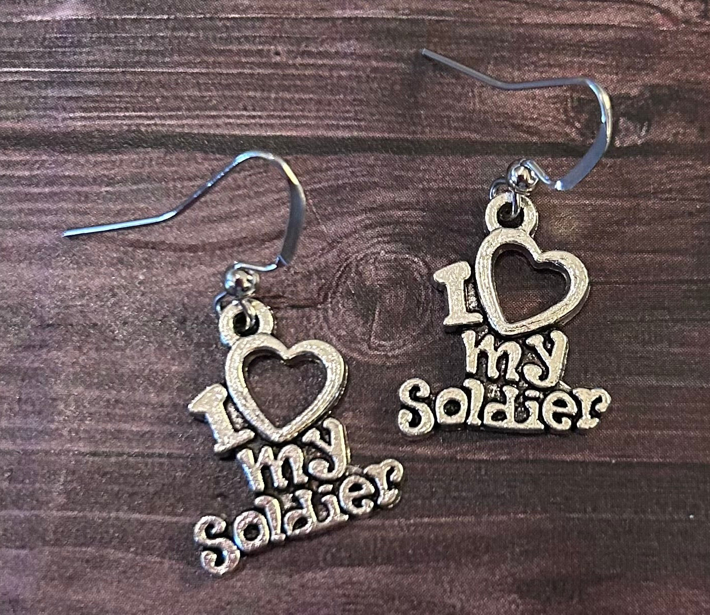 I Love My Soldier Earrings