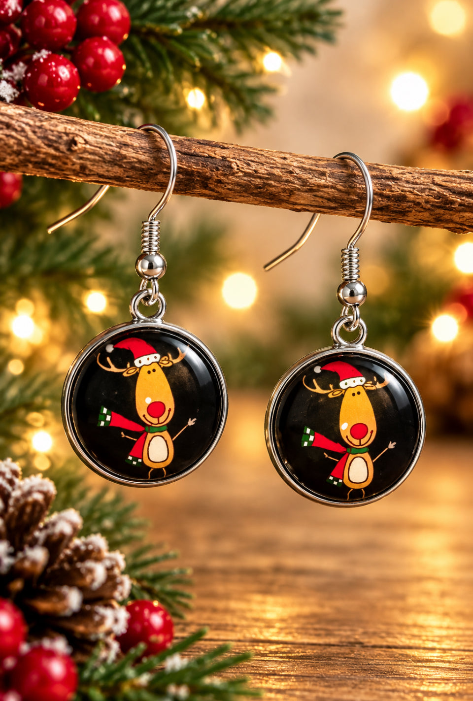 Merry Christmas Cabochon Earrings - Multiple Designs to choose from