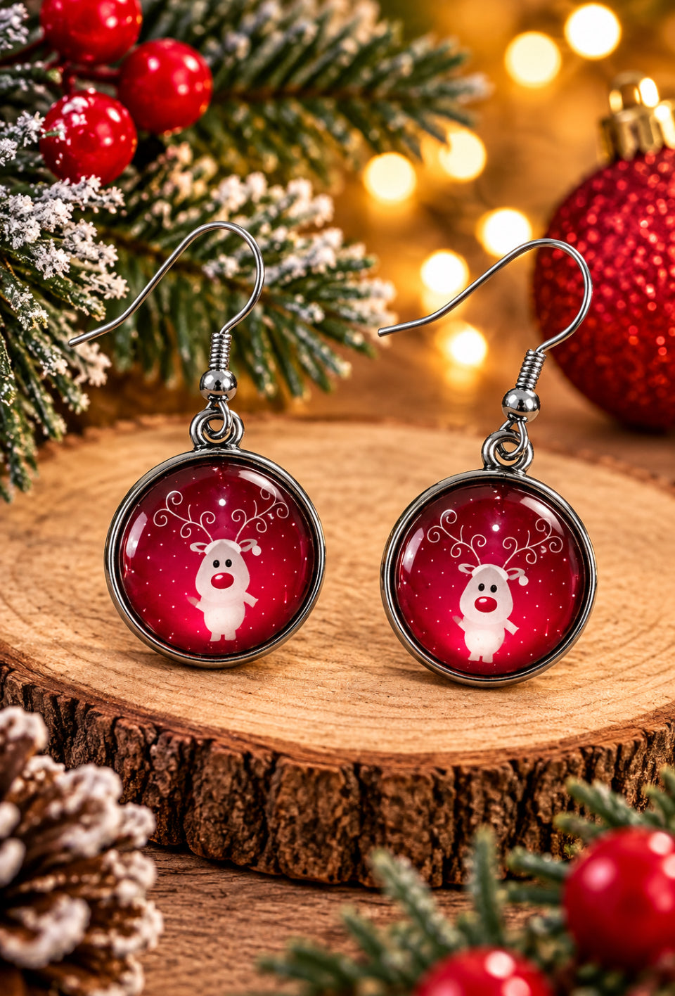 Merry Christmas Cabochon Earrings - Multiple Designs to choose from