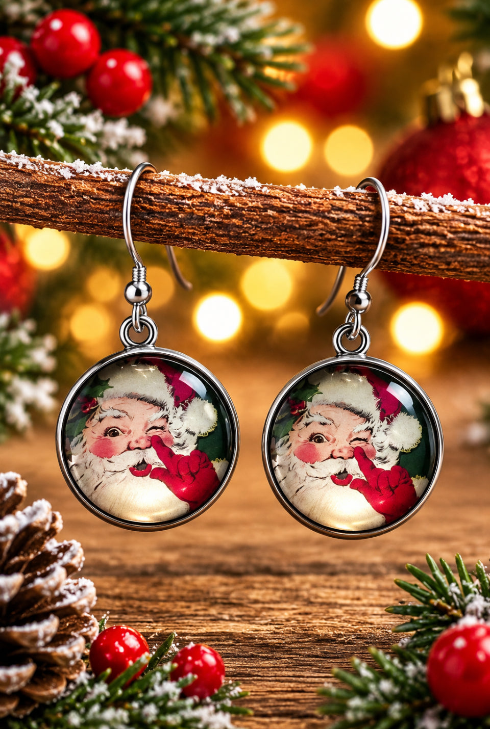 Merry Christmas Cabochon Earrings - Multiple Designs to choose from