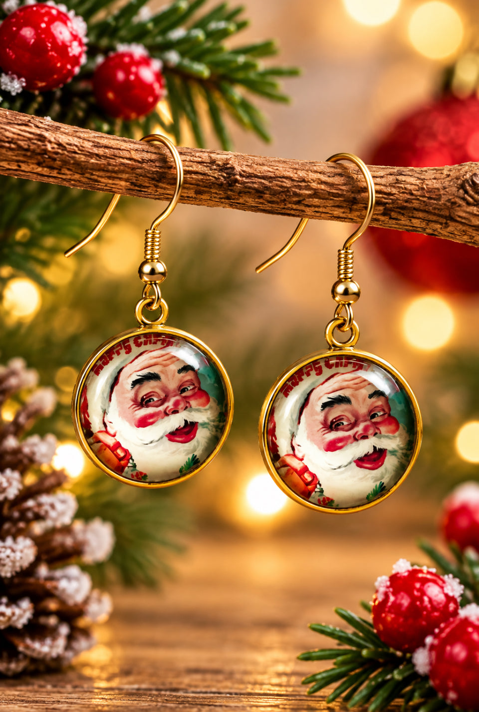Merry Christmas Cabochon Earrings - Multiple Designs to choose from