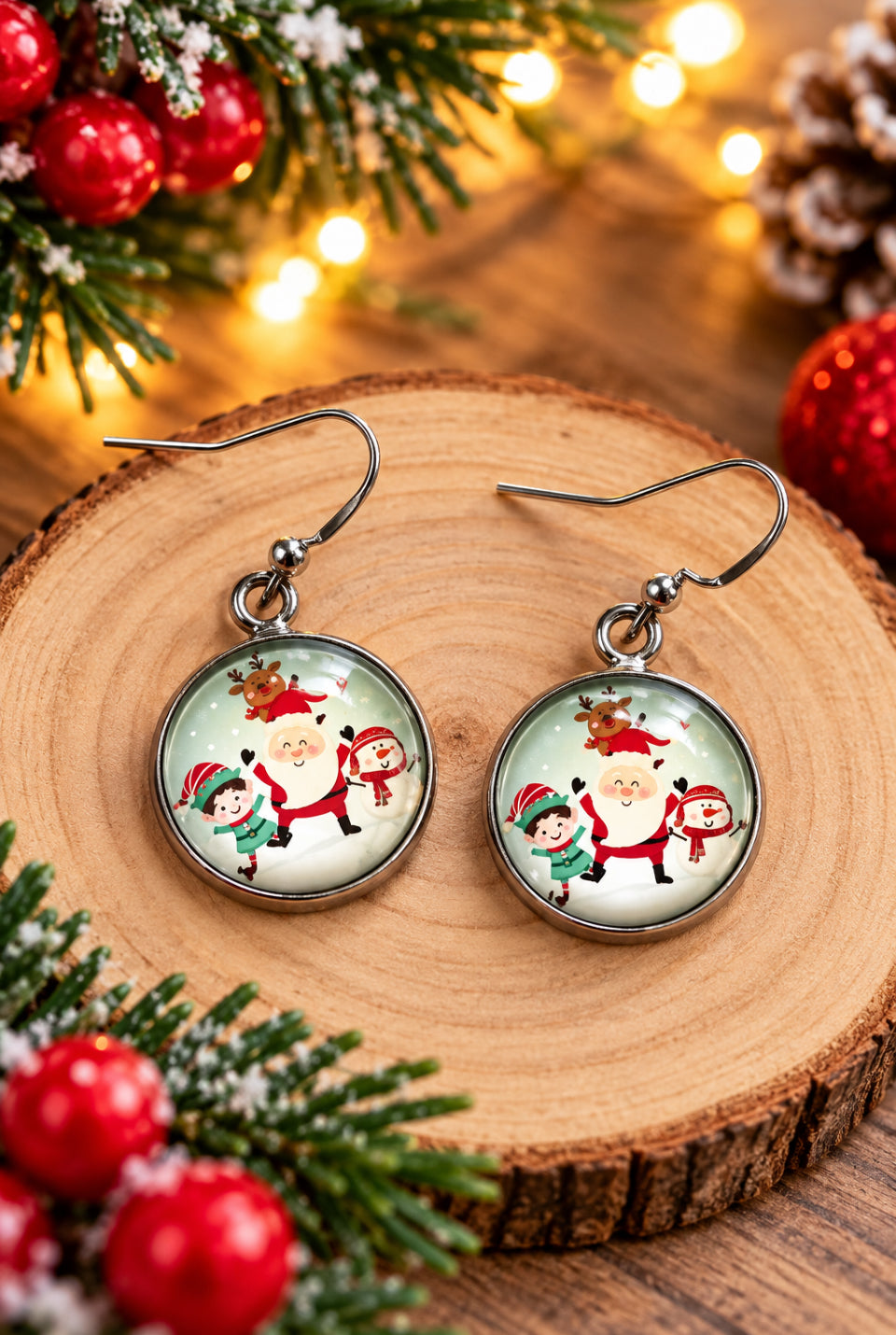 Merry Christmas Cabochon Earrings - Multiple Designs to choose from