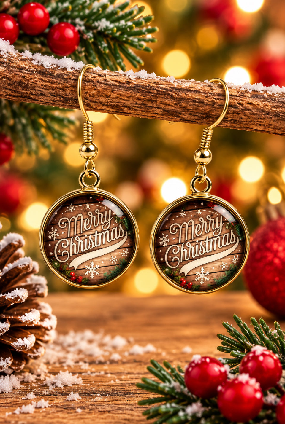 Merry Christmas Cabochon Earrings - Multiple Designs to choose from