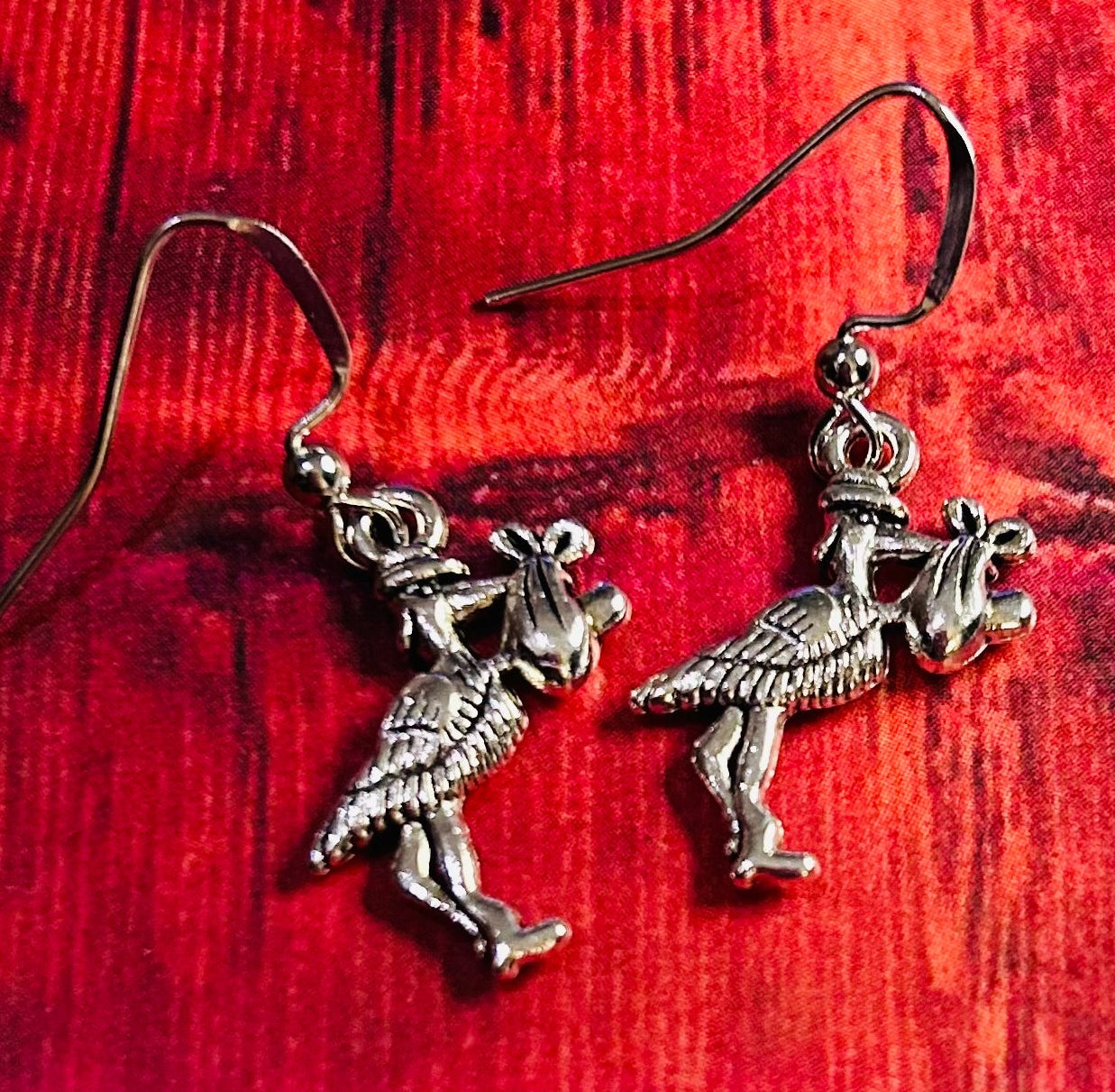 Stork & Baby Earrings