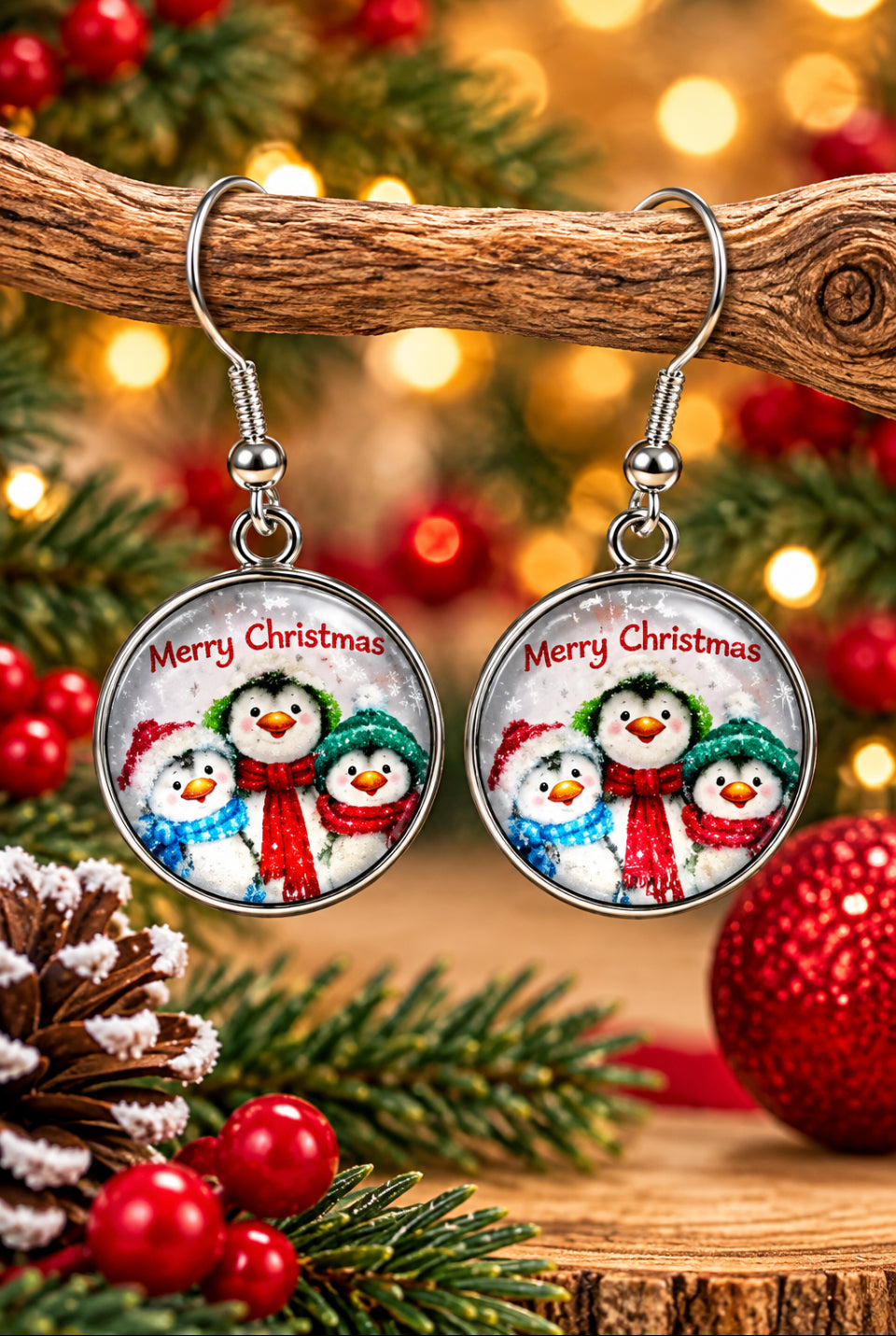 Merry Christmas Cabochon Earrings - Multiple Designs to choose from
