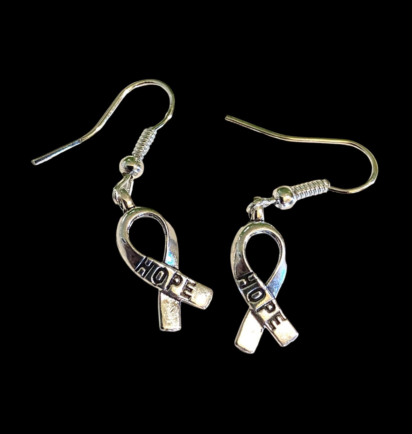 Silver Breast Cancer Ribbon Earrings