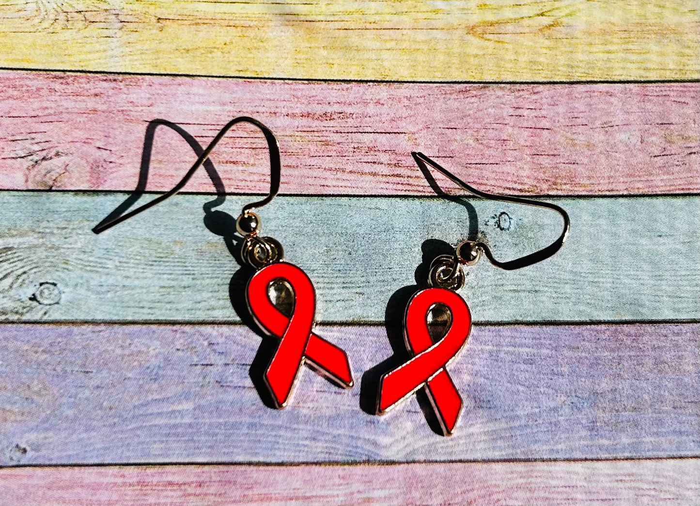 (Hot) Pink Ribbon Earrings Gold