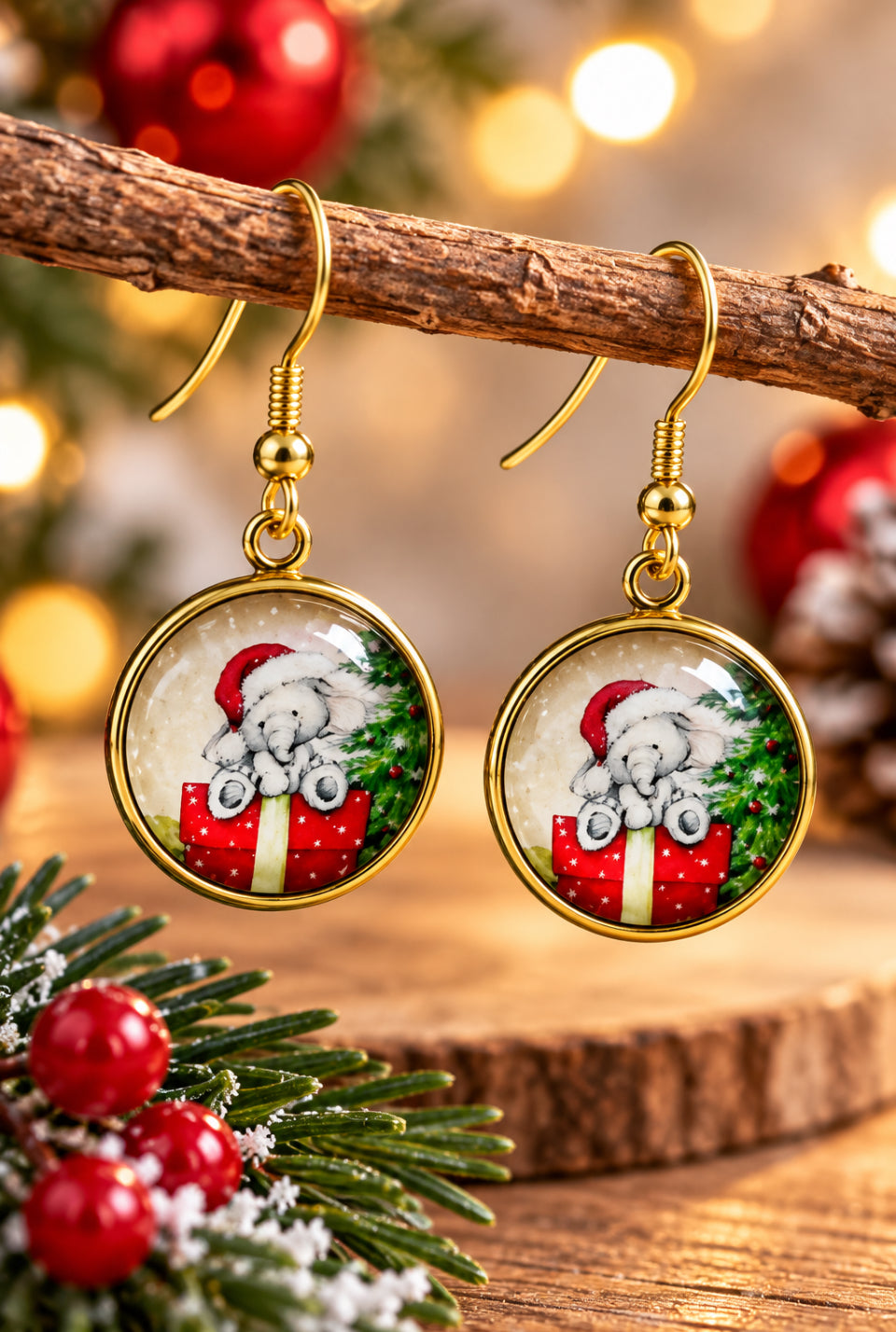 Merry Christmas Cabochon Earrings - Multiple Designs to choose from