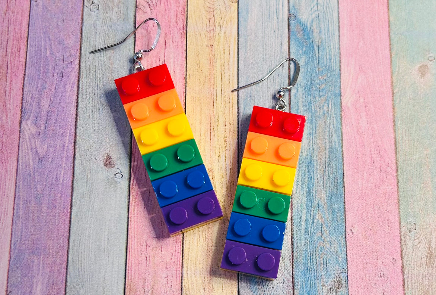 Rainbow Lego Earrings