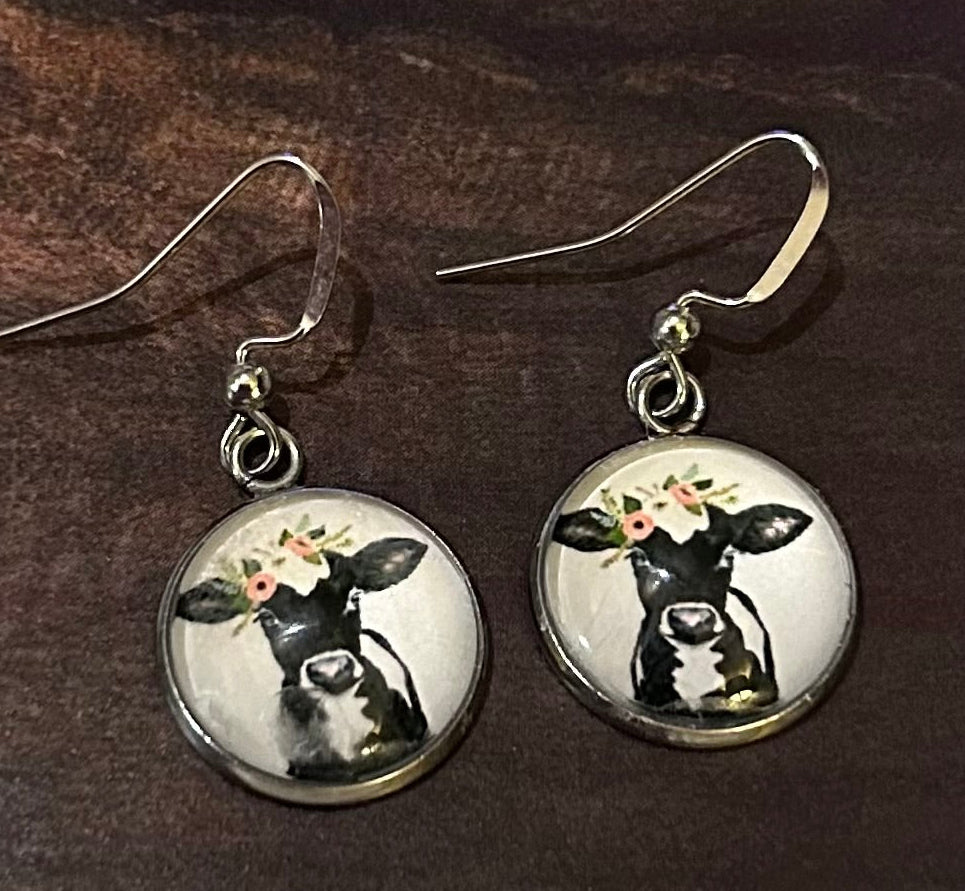 Cow Earrings -16mm button