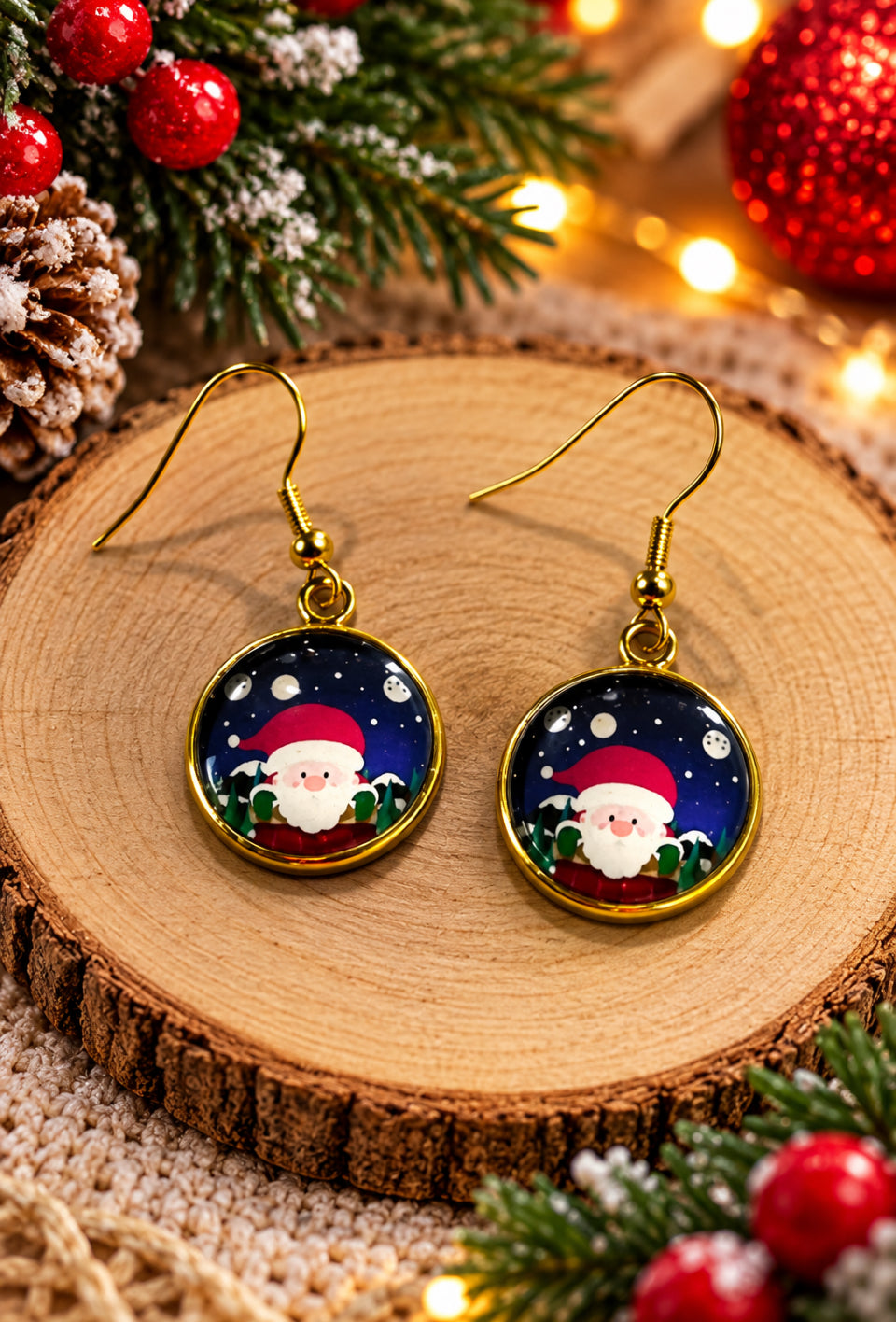 Merry Christmas Cabochon Earrings - Multiple Designs to choose from