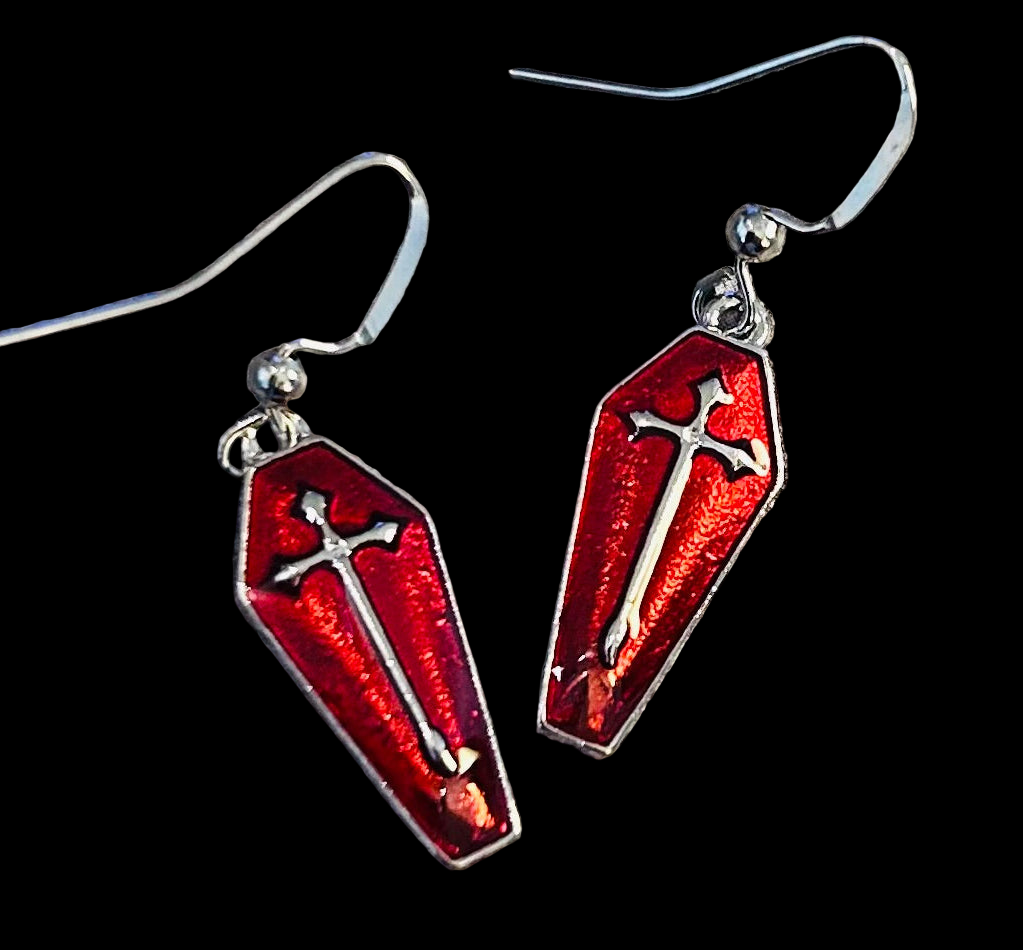Coffin Earrings Red