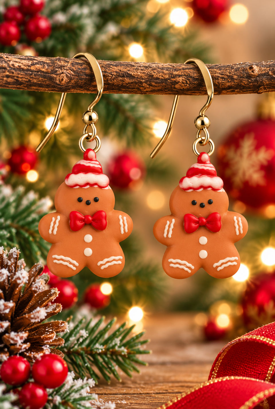 Xmas Gingerbread Man Earrings