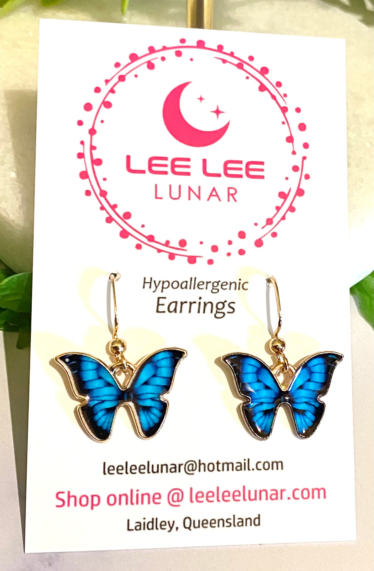 Butterfly Earrings Blue/Black