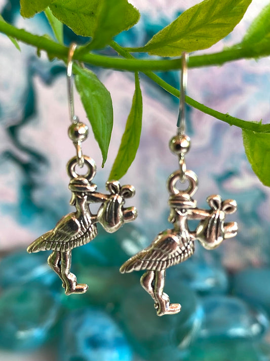 Stork & Baby Earrings