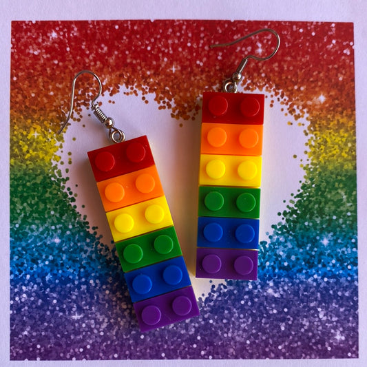 Rainbow Lego Earrings