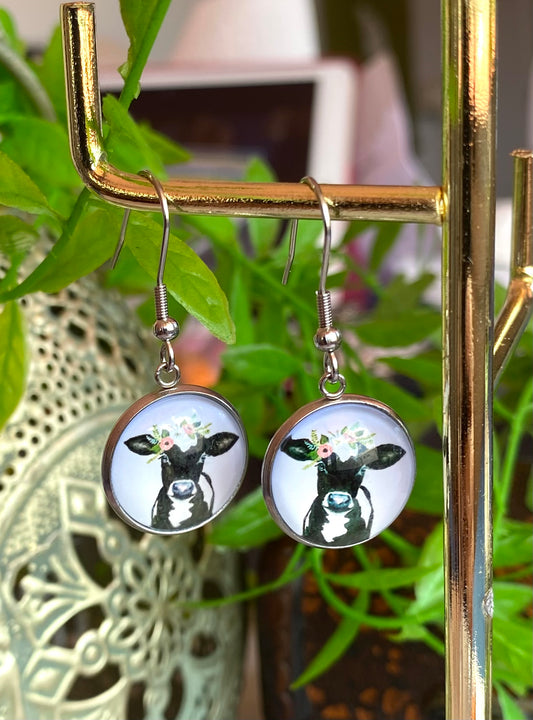 Cow Earrings -16mm button