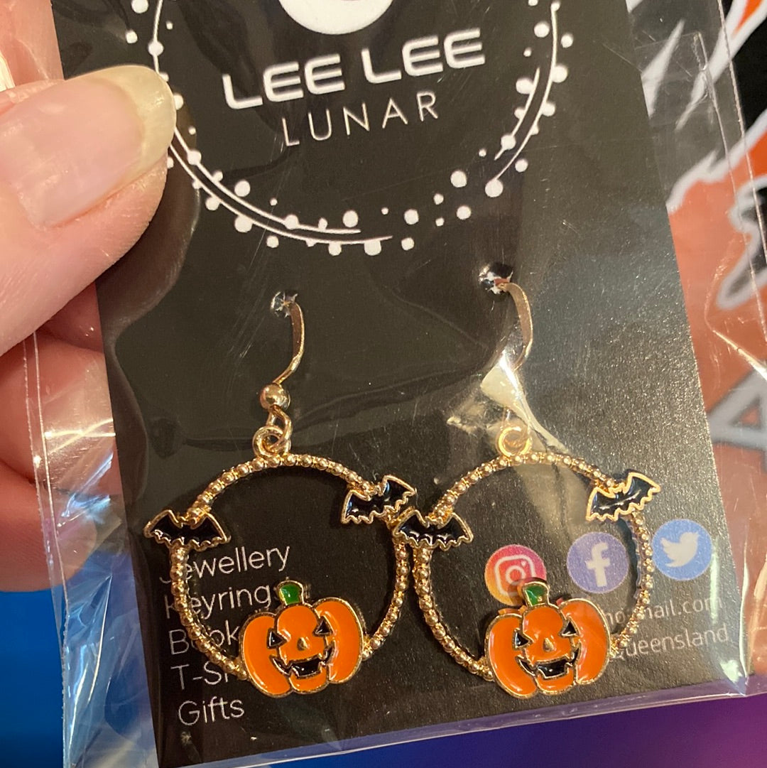 Pumpkin & Bats Earrings