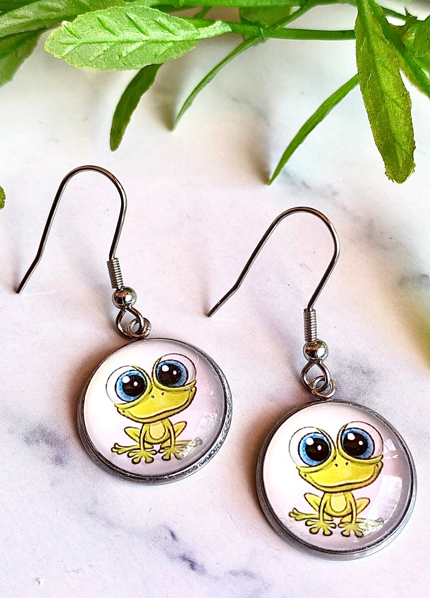 Green Frog Earrings