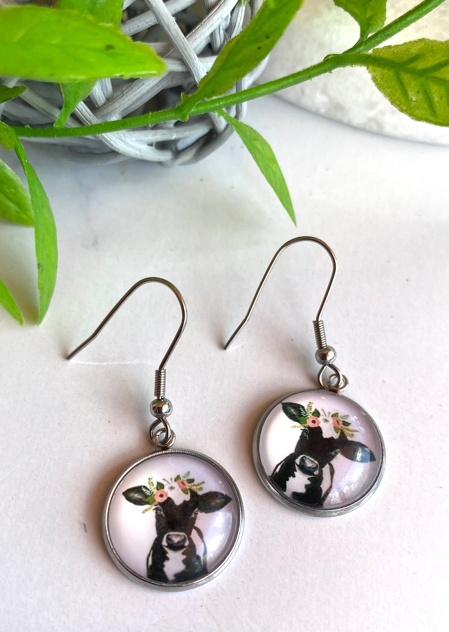 Cow Earrings -16mm button