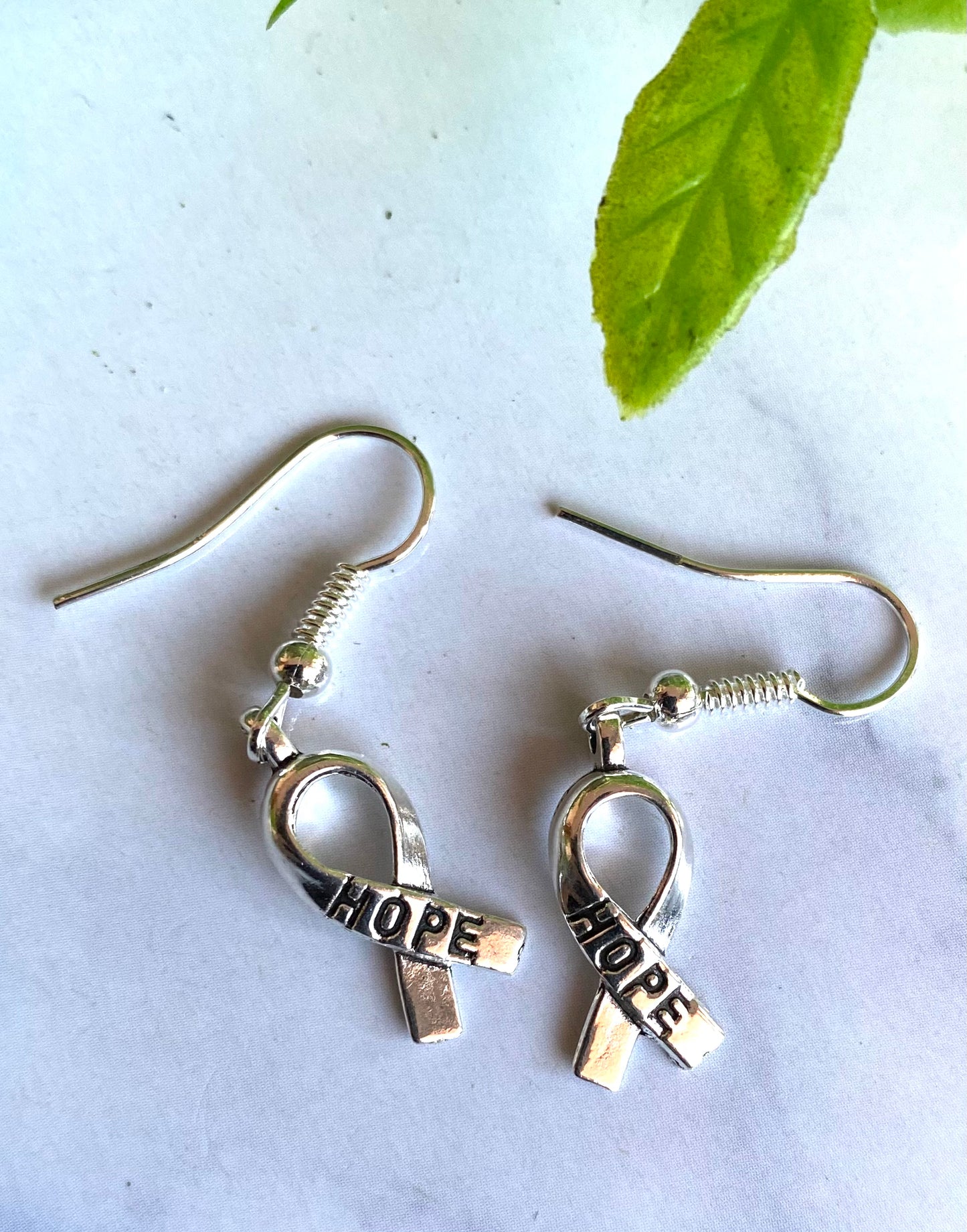 Silver Breast Cancer Ribbon Earrings