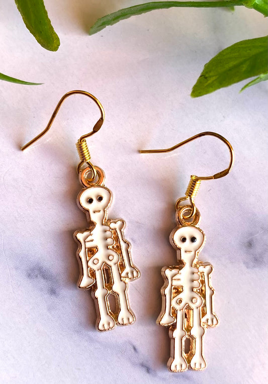 White Skeleton Earrings