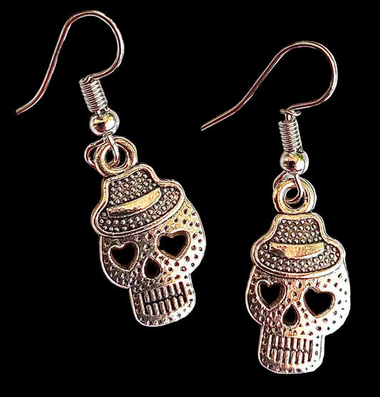 Skull with Hat Earrings