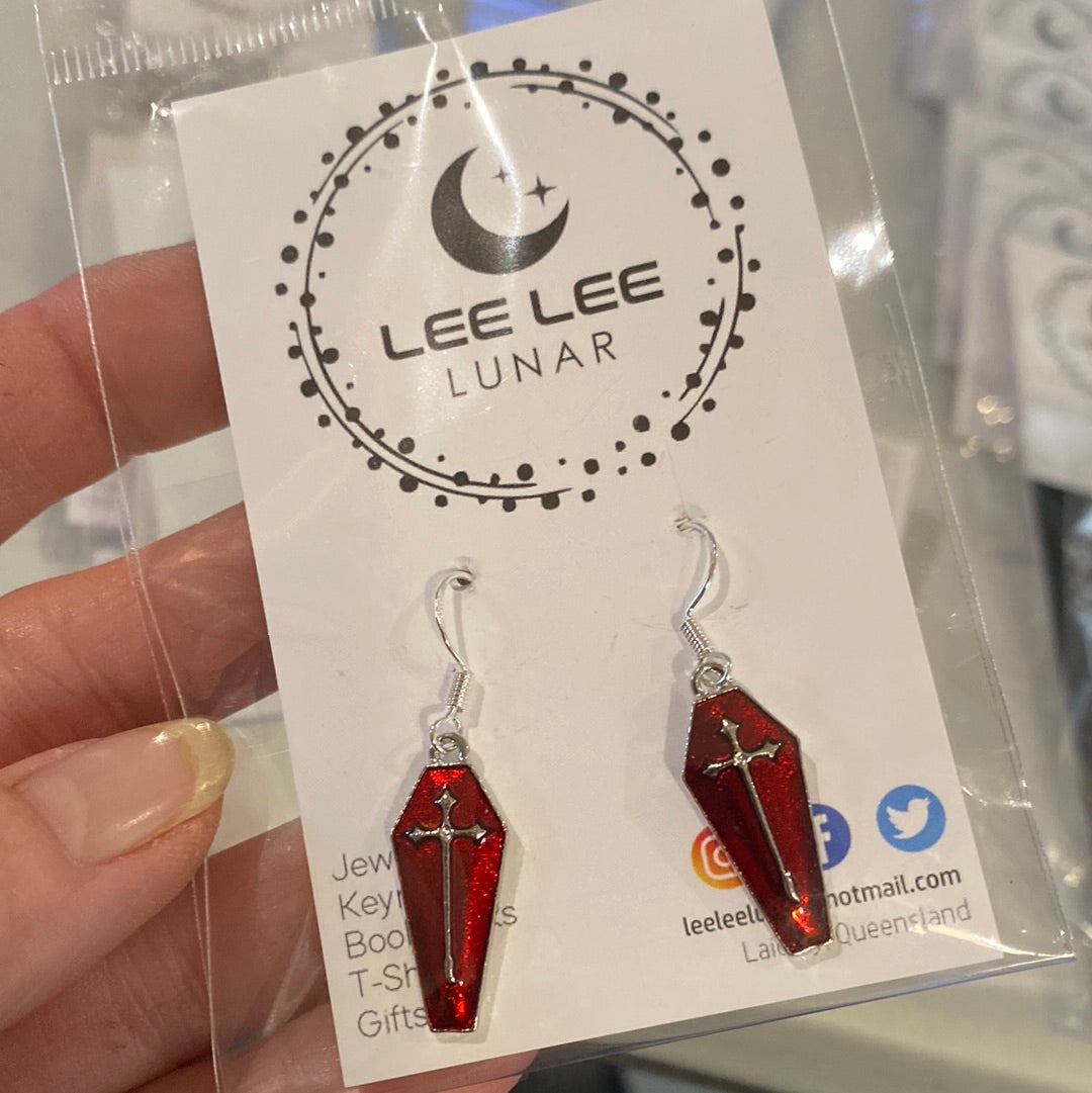 Coffin Earrings Red