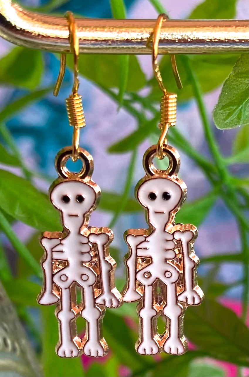 White Skeleton Earrings